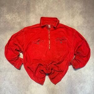 Vintage 90s Marlboro Cigarettes Iconic Red Corduroy Quarter Zip Jacket